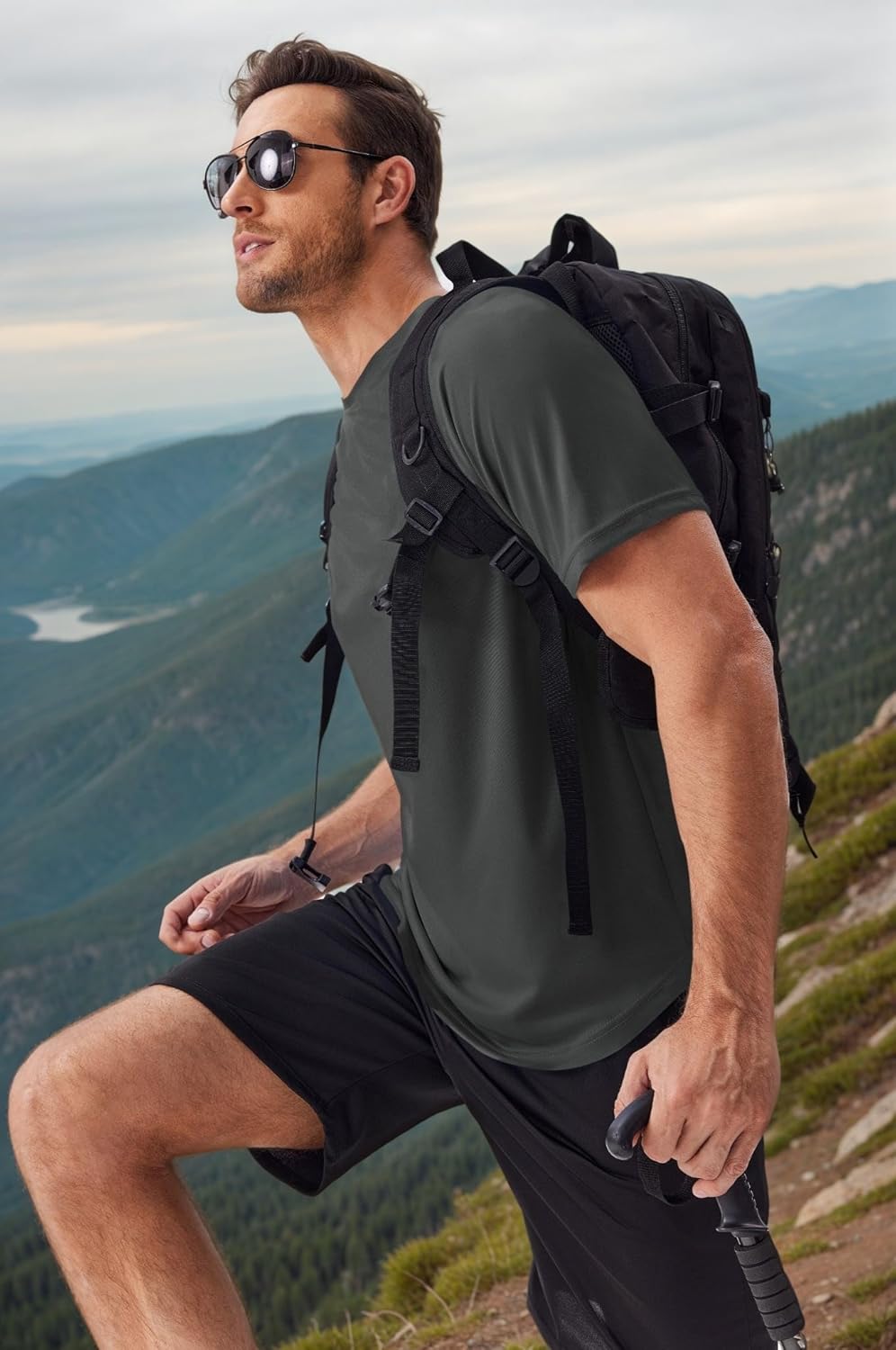 PINSPARK Mens 2 Pack UPF50+ Sun Protection Swim Surf Short Sleeve Athletic Shirts Rash Guard Quick Dry Performance Shirts - Image 2