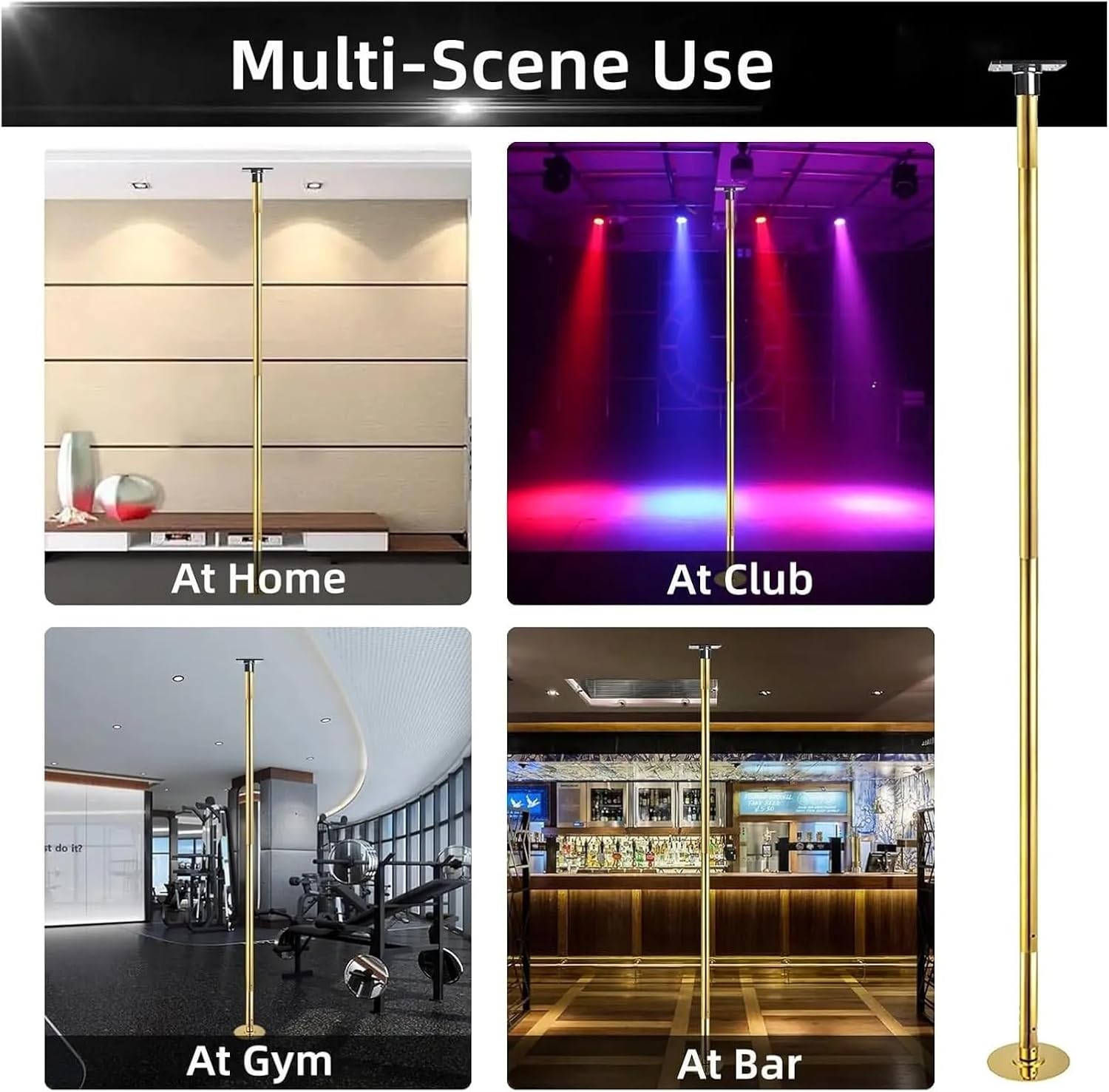 Dance Pole for Home Spinning Permanent 45mm Fixed Dance Pole Kit Professional Spinning & Static Dancing Pole Heavy-Duty Steel Pole Dance for Home