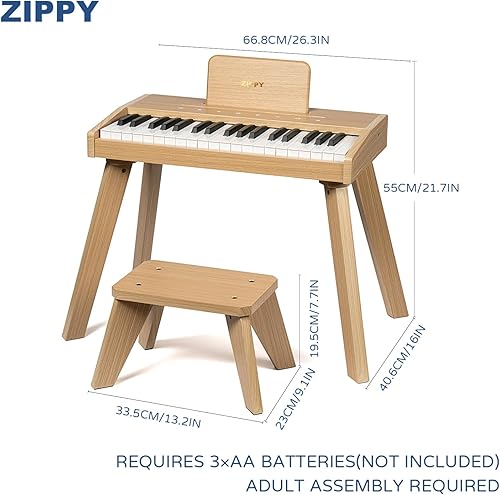 Miniatura 5 de ZIPPY Teclado de piano para niños, piano digital de 37 teclas para niños, panel de control sensible al tacto, canciones integradas, volumen