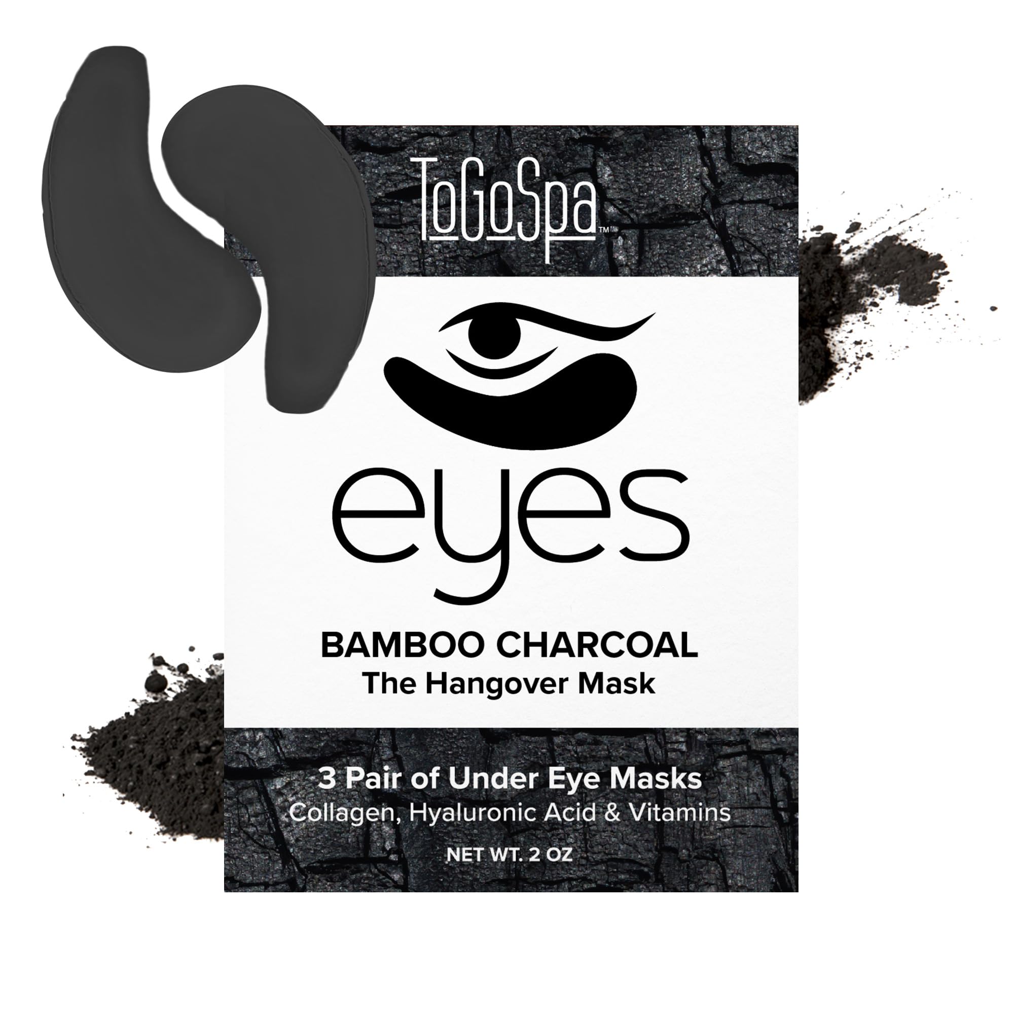 ToGoSpa, Bamboo Charcoal Under Eye Repair Mask, Collagen Under Eye Patches, Enriched With Ale Vera, Hyaluronic Acid, Lightens Skin Tone And Soothes
