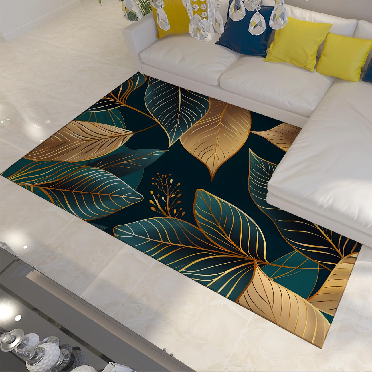 Tapis de cuisine turquoise foncé 100x150cm lavable antidérapant