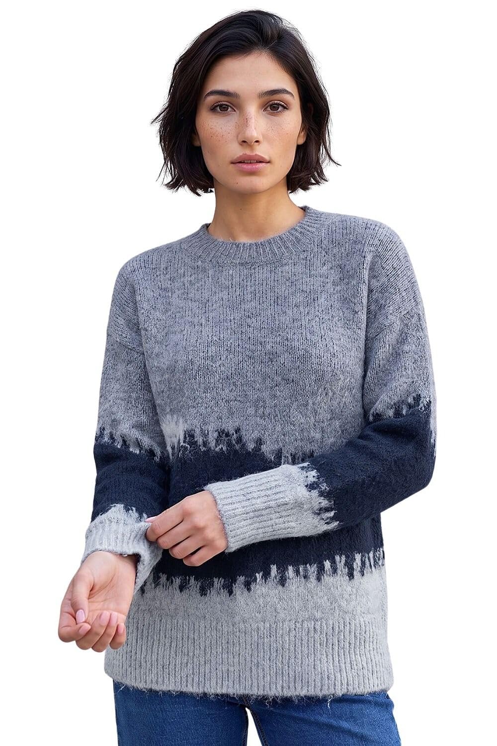 Roman Women's Dark Grey Petite Abstract Knit Jumper In | : Size 16