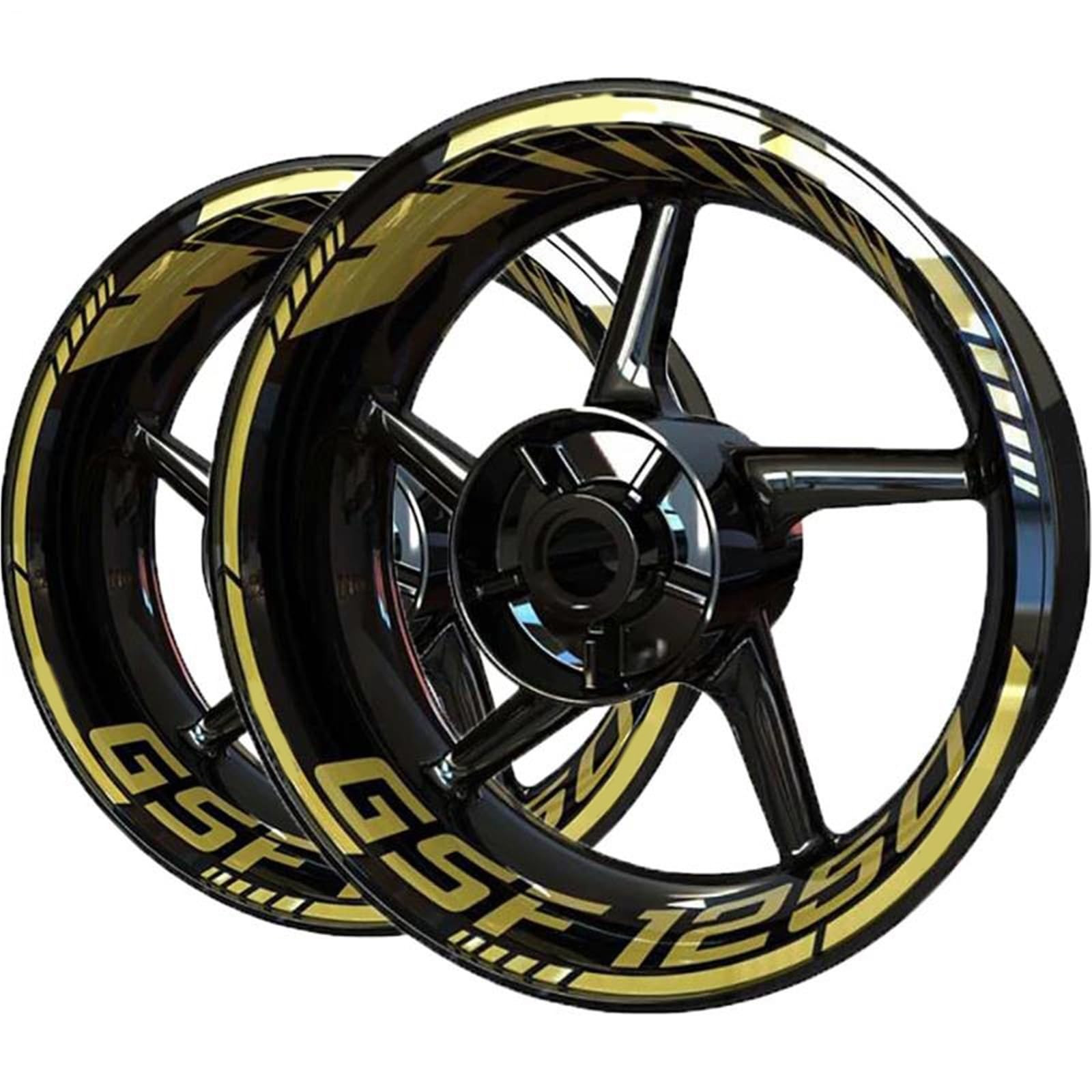 Dekorative Aufkleber Radaufkleber-Aufkleber-Set, Reflektierender Motorrad-Felgenaufkleber, Nabenstreifen-Klebeband-Aufkleber Für Suzuki Für Bandit GSF1250 GSF 1250(Gold)