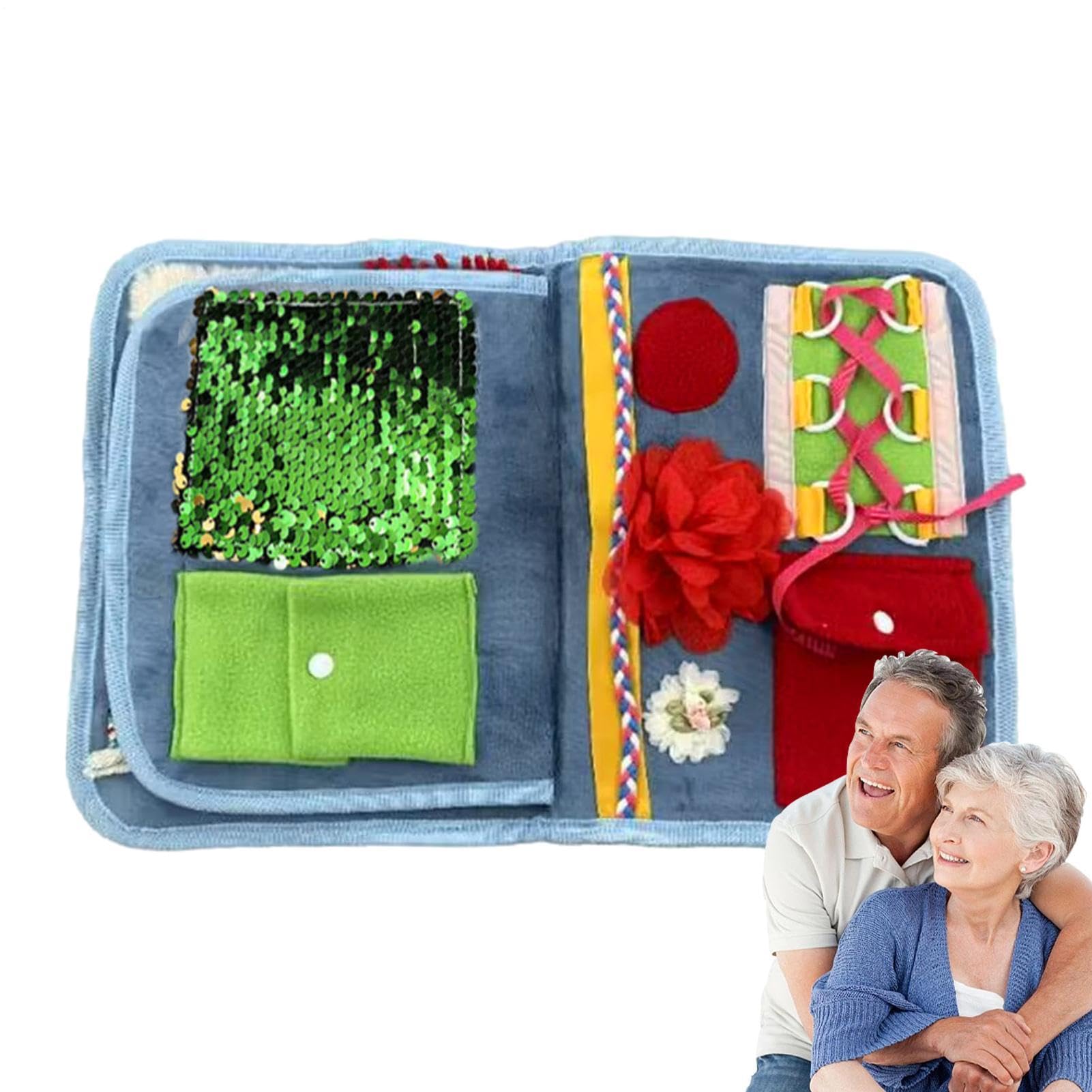Coperta Fidget Adulti – Percorso di attività sensoriale per anziani, libro di fidget perdita di memoria, coperta sensoriale per la cura della demenza e 'Alzheimer, giocattoli tattili interattivi