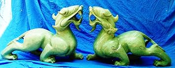 32" Pair of Large Jade Pixiu Wj33