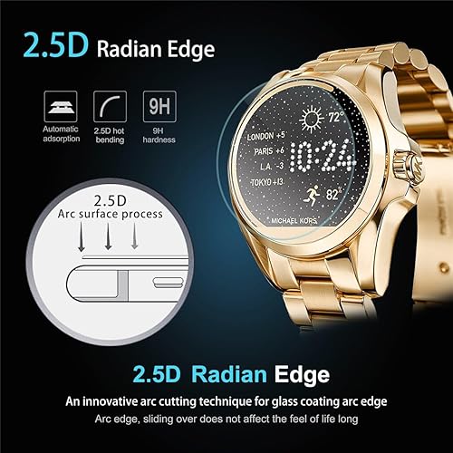 Miniatura 4 de Paquete de 4 protectores de pantalla para Michael Kors Bradshaw, película protectora de pantalla de vidrio templado de dureza 2.5D 9H antiarañazos