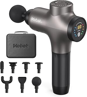 Mebak 3 Massage Gun, Massage Gun Deep Tissue for Athletes, Professional Muscle Percussion Massager, Massager for Shoulder Leg Back Body Pain Relief, Quiet Portable Sport Tool, Gifts for Him