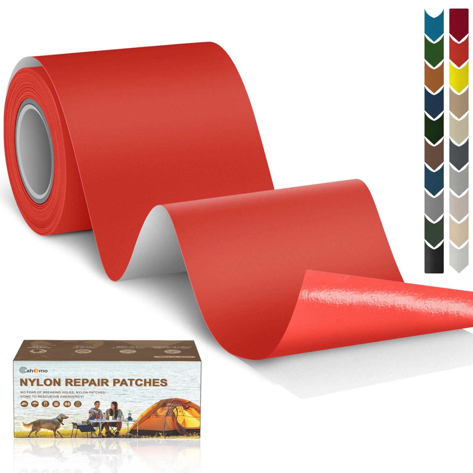 Cahomo Nylon Repair Patch 7.62x200 cm Nylon Repair Tape Self Adhesive Nylon Fabric Tape Outdoor Camping Gear Nylon Repair kit for Tent, Umbrella, Down Jackets, Sleeping Bag, Knapsack （Orange）