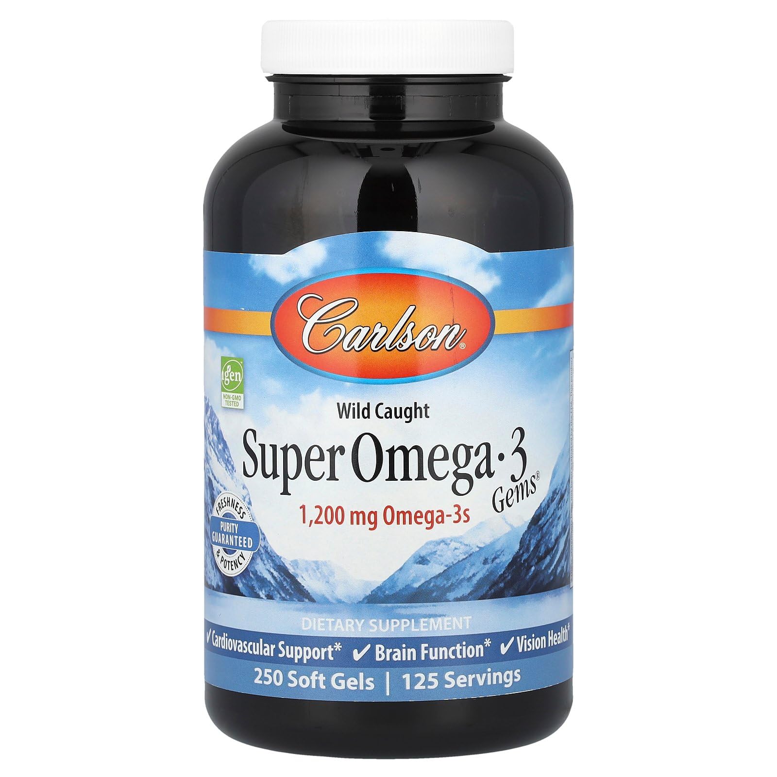 Carlson - Super Omega-3 Gems, 1200 mg Omega-3s, Wild Caught, Sustainably Sourced, 250 soft gels