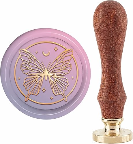 CRASPIRE Sello de cera de mariposa para tarjetas de felicitación, decoración de luna, álbum de recortes, sello de sellado de 1.181 in, sello de