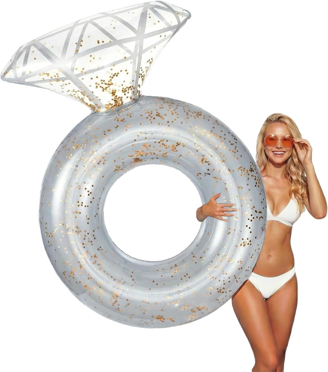 Zeraty Pool Float Inflatable Diamond Ring Pool Float Engagement Ring Bachelorette Party Floaties Stagette Decor Bridal Shower Decorations Adults Inflatable Floaties for Swim Tube Wedding Beach Party