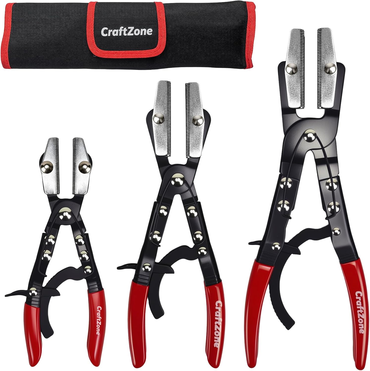 Ratcheting Hose Pinch Off Pliers Set 8" 10" 12" Locking Hose Pinch Pliers Set for Radiator Coolant Automotive Fuel Lines