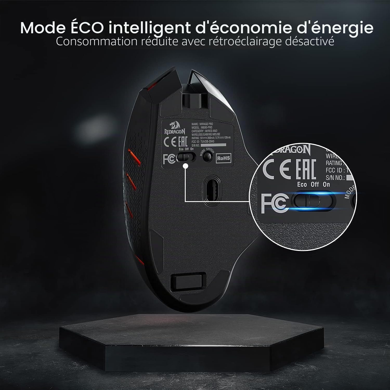 Redragon M690 Pro Souris sans Fil 8000 DPI Tir Rapide 8 Boutons
