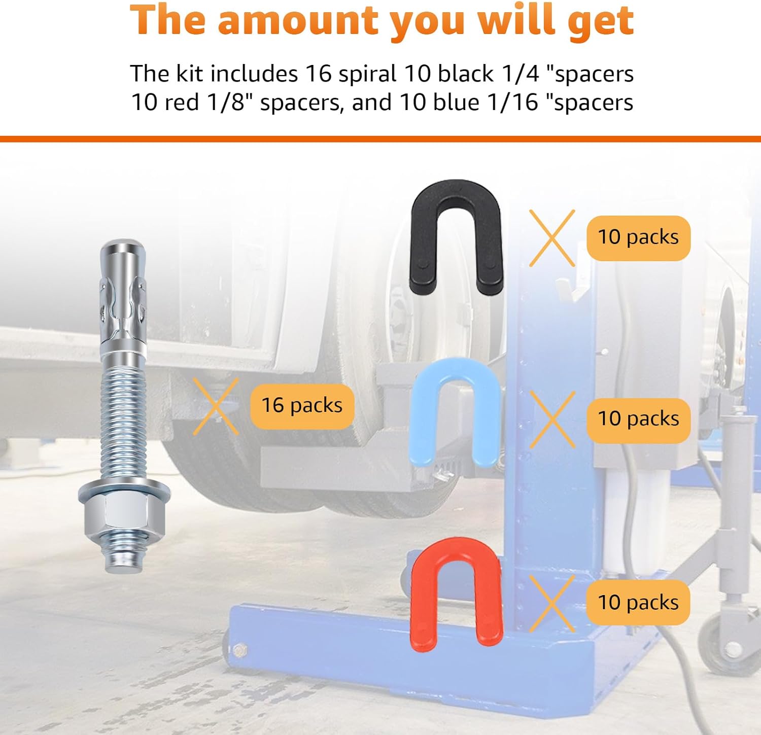 Lift Install Kit, Car Lift Installation Install Kit,(16Pcs 3/4" x 5.5" Wedge Anchor Bolts)