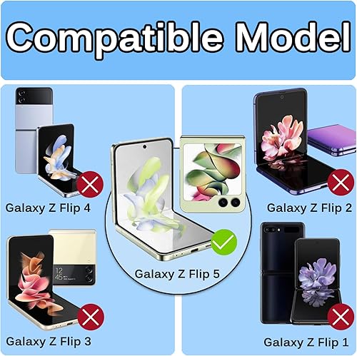 Miniatura 7 de Miimall Funda de piel compatible con Samsung Z Flip 5 con protector de pantalla, resistente a los arañazos y anticaídas, HD 99.99% transparente y