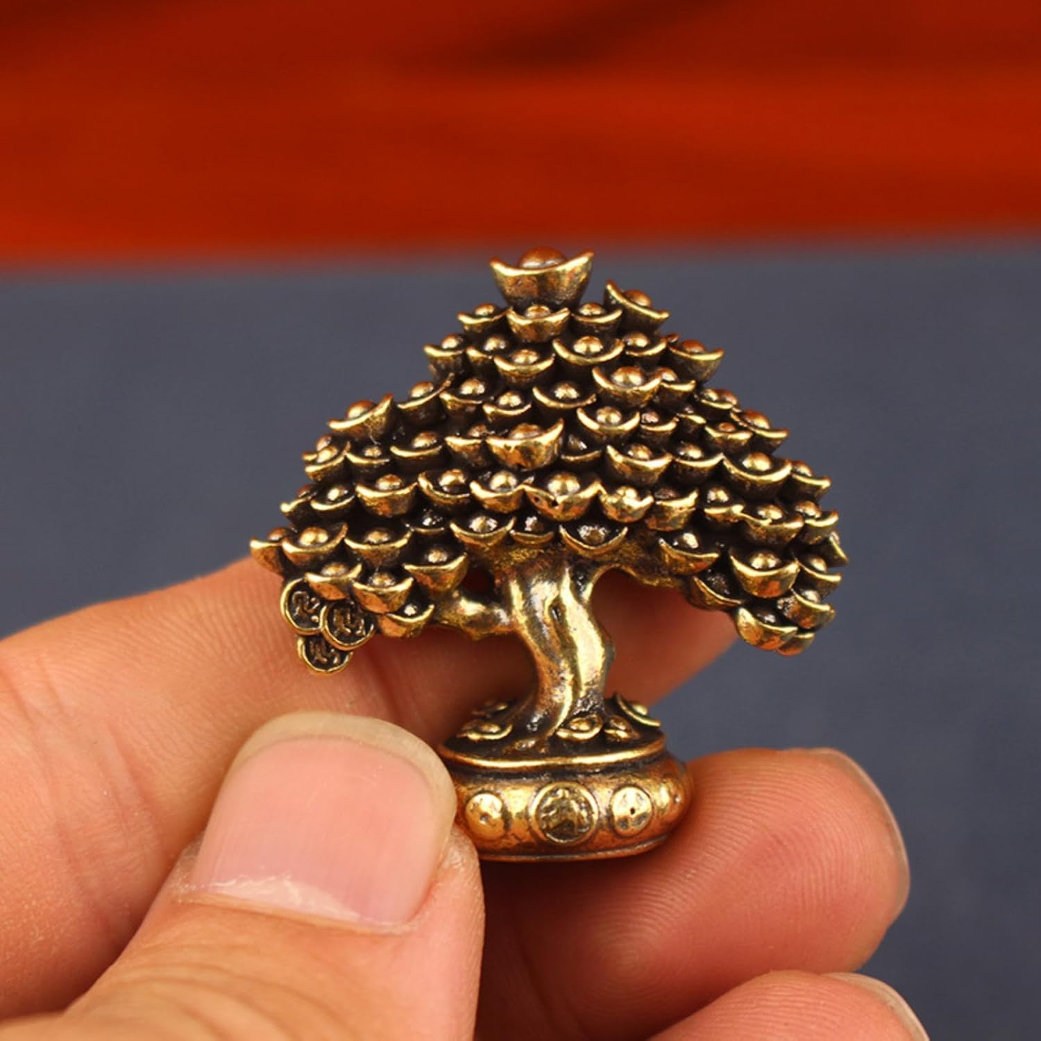 Brass Fortune Tree Ornaments Potted Tree to Attract Wealth and Treasure Ingot Tree Retro Brass Ornaments Living Room Office Desktop Sculpture