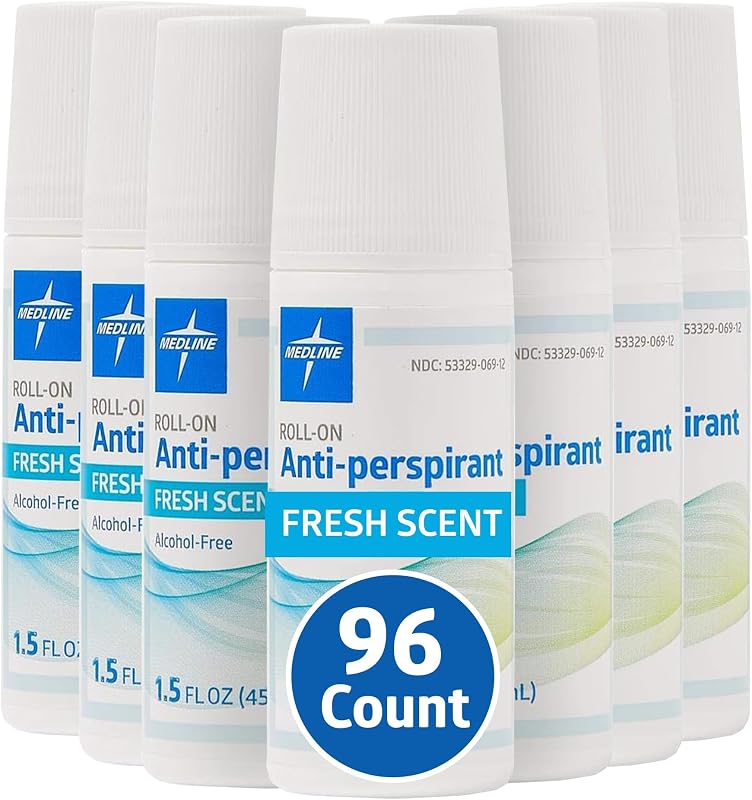 Antitranspirante Roll-On Medline MedSpa com secagem rápida, Pacote com 96 unidades de 45 mL