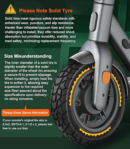 Miniatura 3 de BANGTING 2 neumáticos sólidos todoterreno 5075-6.1 para scooter, neumáticos de 8.5 x 2 pulgadas sin cámara para Gotrax GXL V2XRAPEX, 8 12 x2
