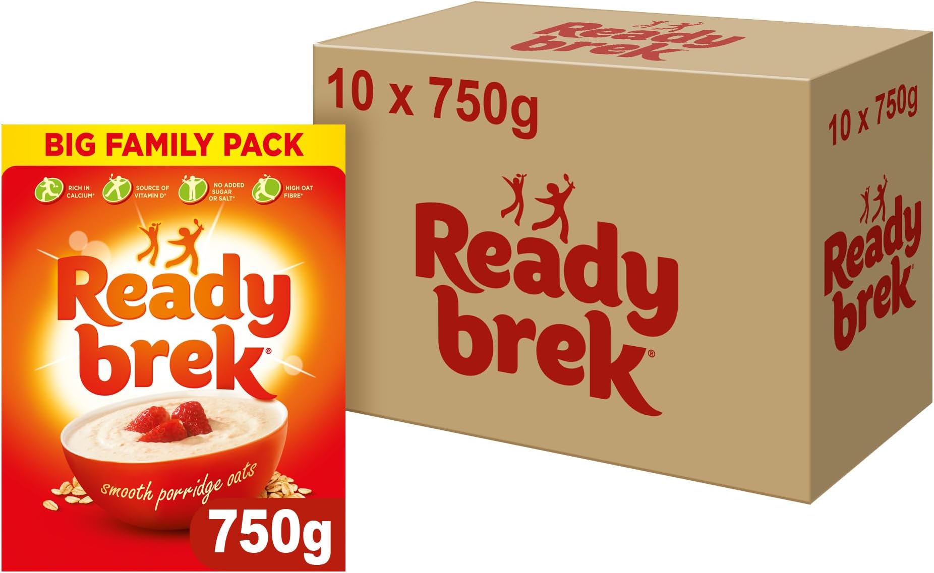 Weetabix Ready Brek Original Super Smooth Oats 750 g (Pack of 10)