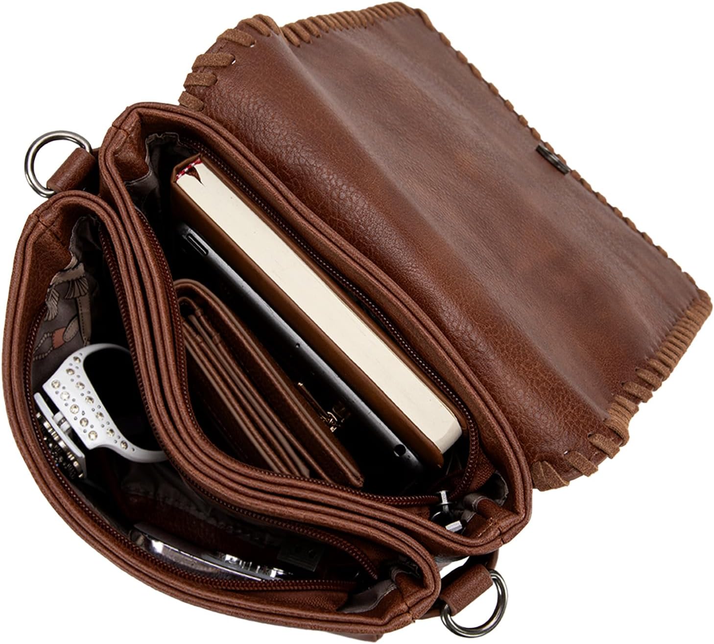 Montana West Crossbody Bags for Women with Dual Compartments Western Cross Body Purse with Leopard Print Guitar Strap - Image 4