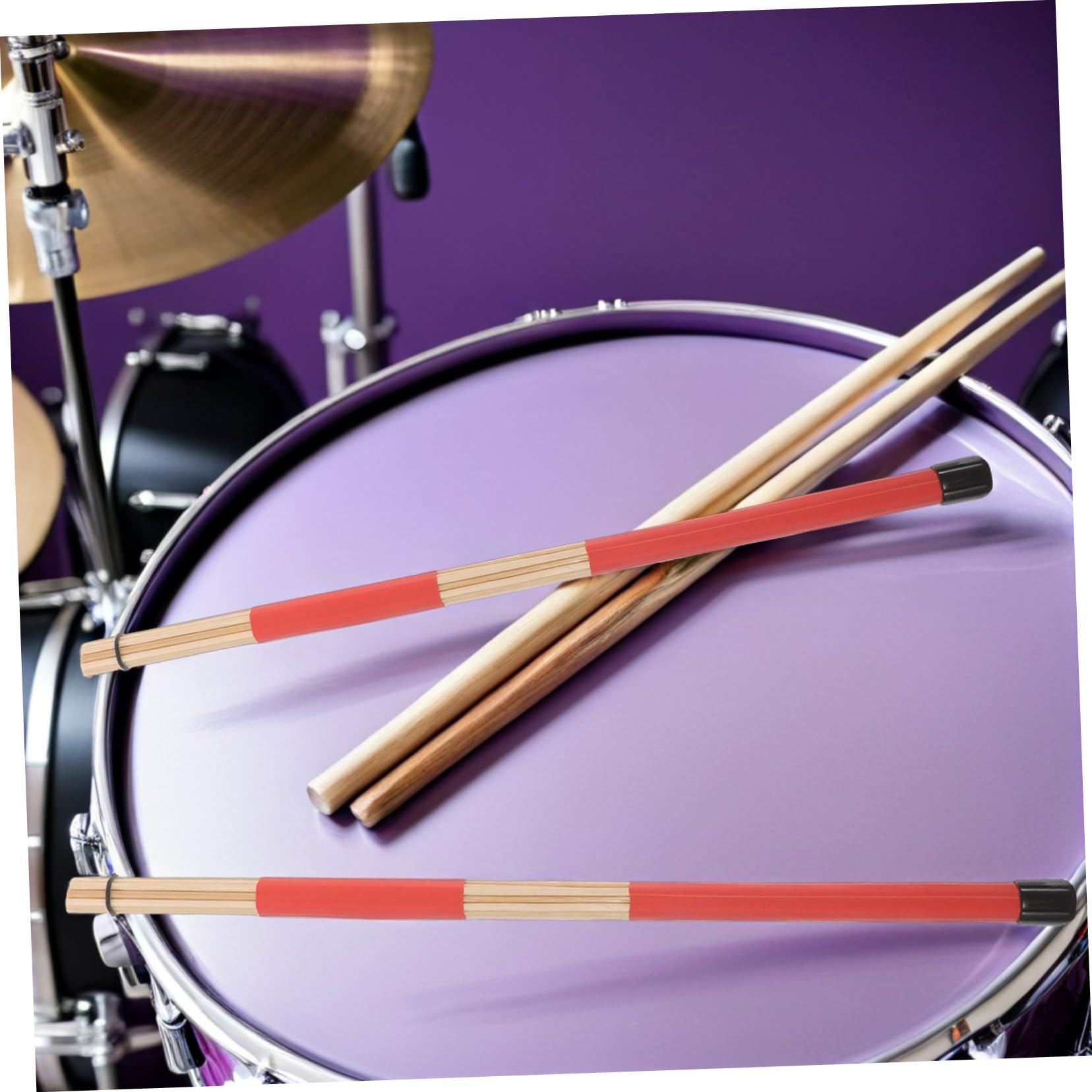 Kit de Baquetas para Batería con Funda Roja Antideslizante y Accesorios de Nylon y Madera, Adecuado para Músicos Profesionales y Principiantes en Jazz y Blues