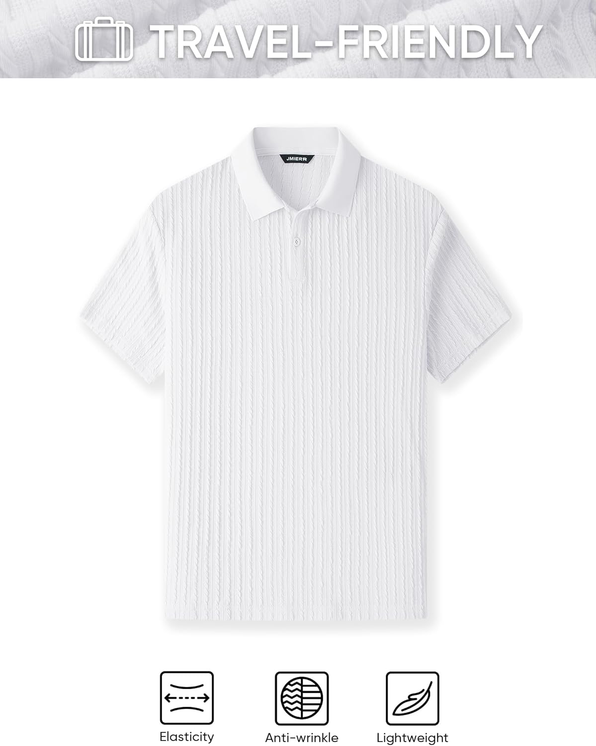 JMIERR Mens Casual Polo Shirt Summer Short Sleeve Vacation Button Beach Knit Stretchy Golf Shirts - Image 5