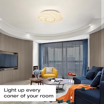 OOWOLF LED Ceiling Light, Dimmable 3000K- 6500K Round Ceiling Lights, 40W Remote Control Ceiling Lamp, Memory & Timing Function, Night Light Mode, for Indoor Living Room (White 5-3000-6500K) [Energy Class E]