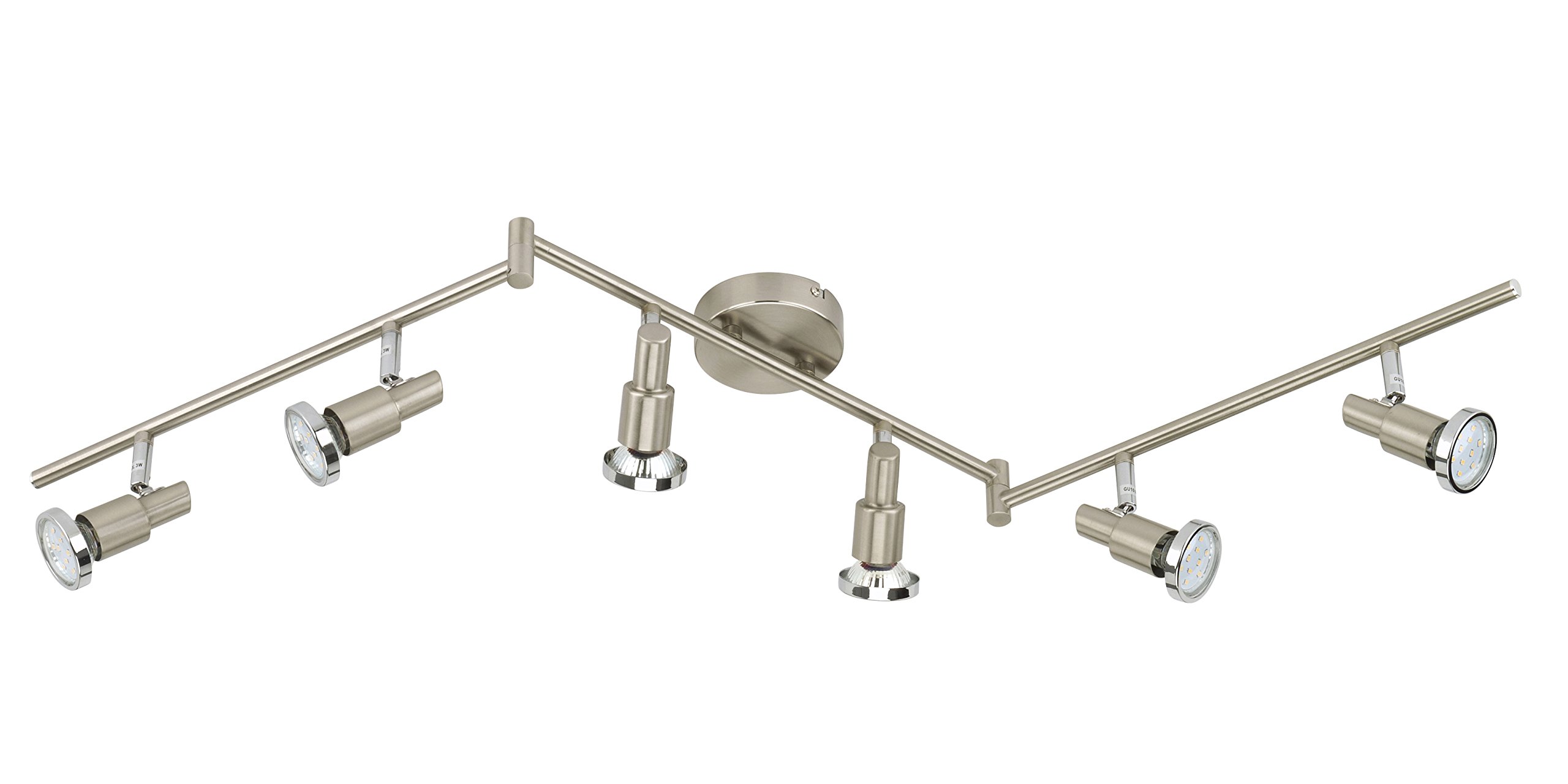 BRILONER Bedroom Metal LED Ceiling Lights with 6 Bulbs, Matt-Nickel, GU10, 3 W
