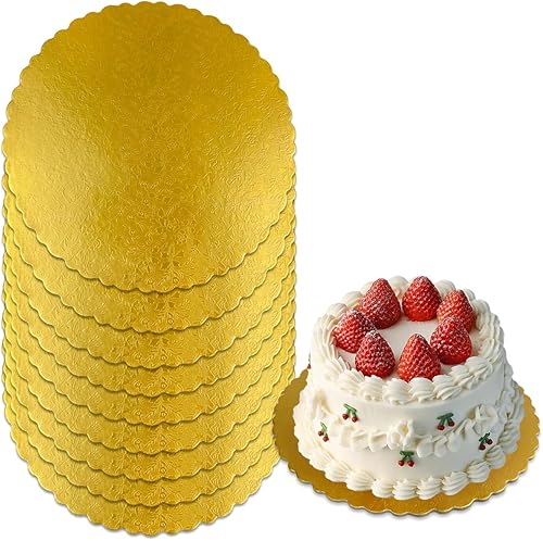 25 tableros dorados redondos de 8 pulgadas, pequeñas bases desechables para pasteles de 6 pulgadas