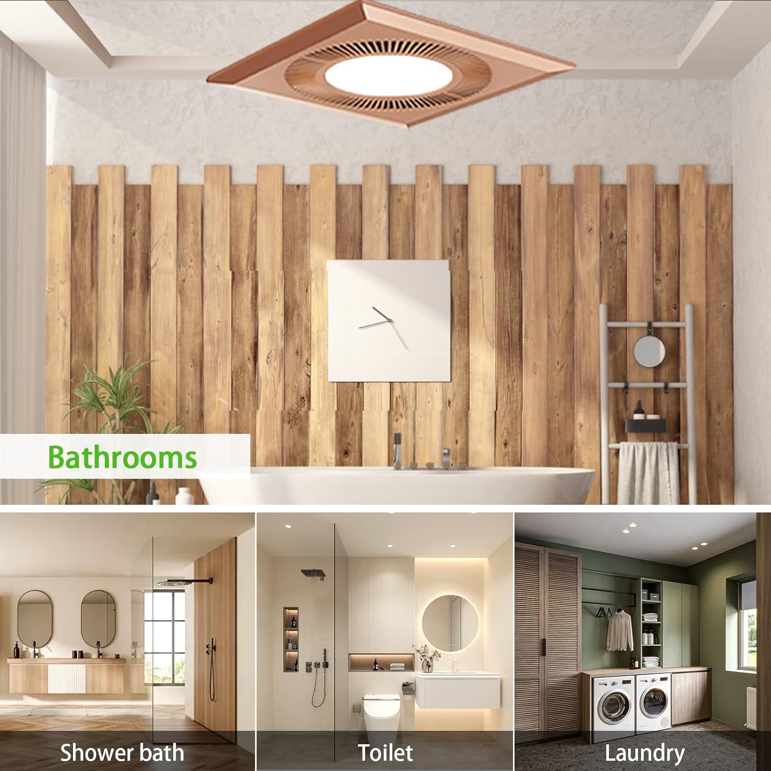 Bathroom Exhaust Fan with LED Light Vent Fans for Ceiling,Ventilation Fan Light Combo 374 CFM 1.2 Sones Quiet for Bathroom Shower Restroom Farmhouse - Image 5