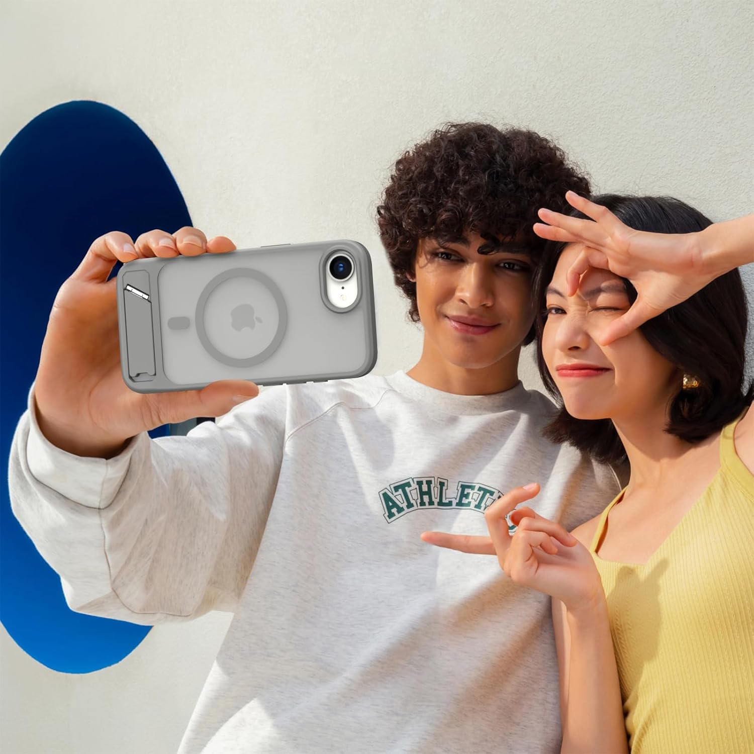 for iPhone 16E case: [fit for Magsafe] Strong Magnetic & Invisible Stand, Military-Grade Drop Protection with Screen Protector, Adjustable Kickstand Frosted Translucent Matte Phone Case, Smoky Gray - Image 7