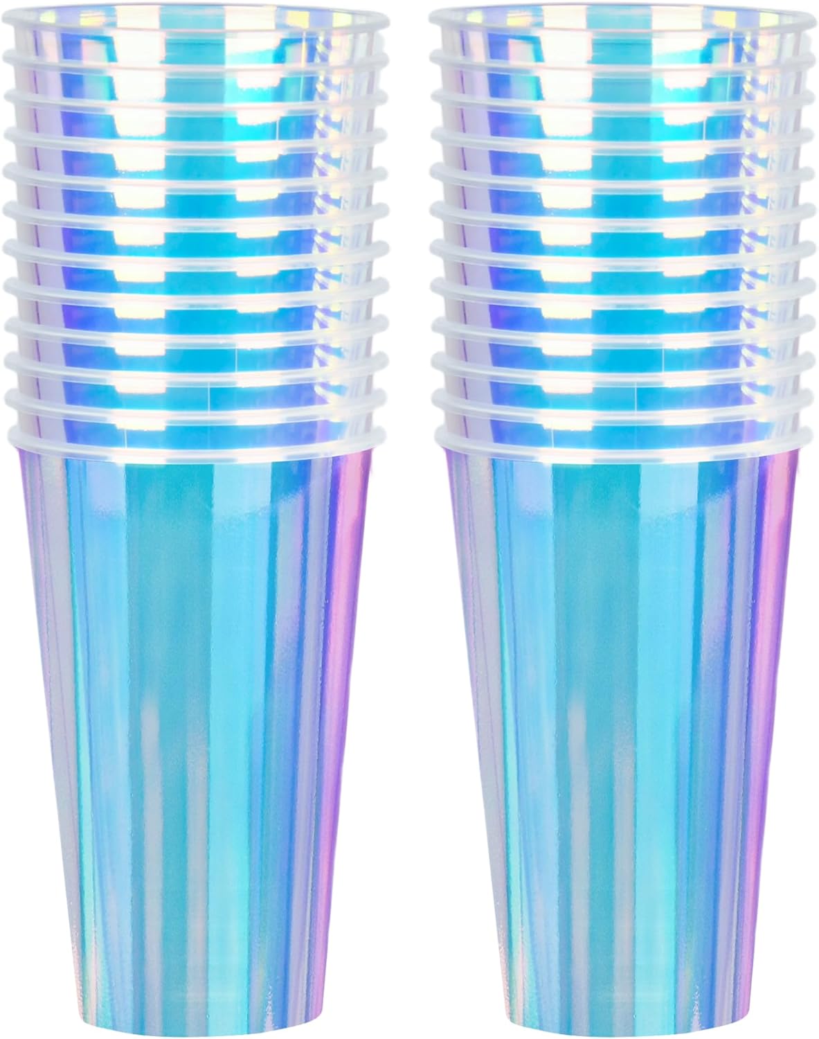 25 Iridescent Plastic Cups Holographic Clear Party Cups 16oz Rainbow Disposable Cups for Bachelorette Birthday Wedding Mermaid Party Beverage Drinkware Supplies (25, 16oz) - Image 8