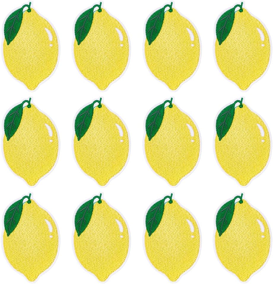 MAYJOYDIY 12Pcs Lemon Iron On Patch Lemon Embroidered Applique Fruit Theme Sew On Applique Patch Craft Clothing Decorative Repair for Backpacks T-Shirt Jeans Skirt Scarf Hat Bag