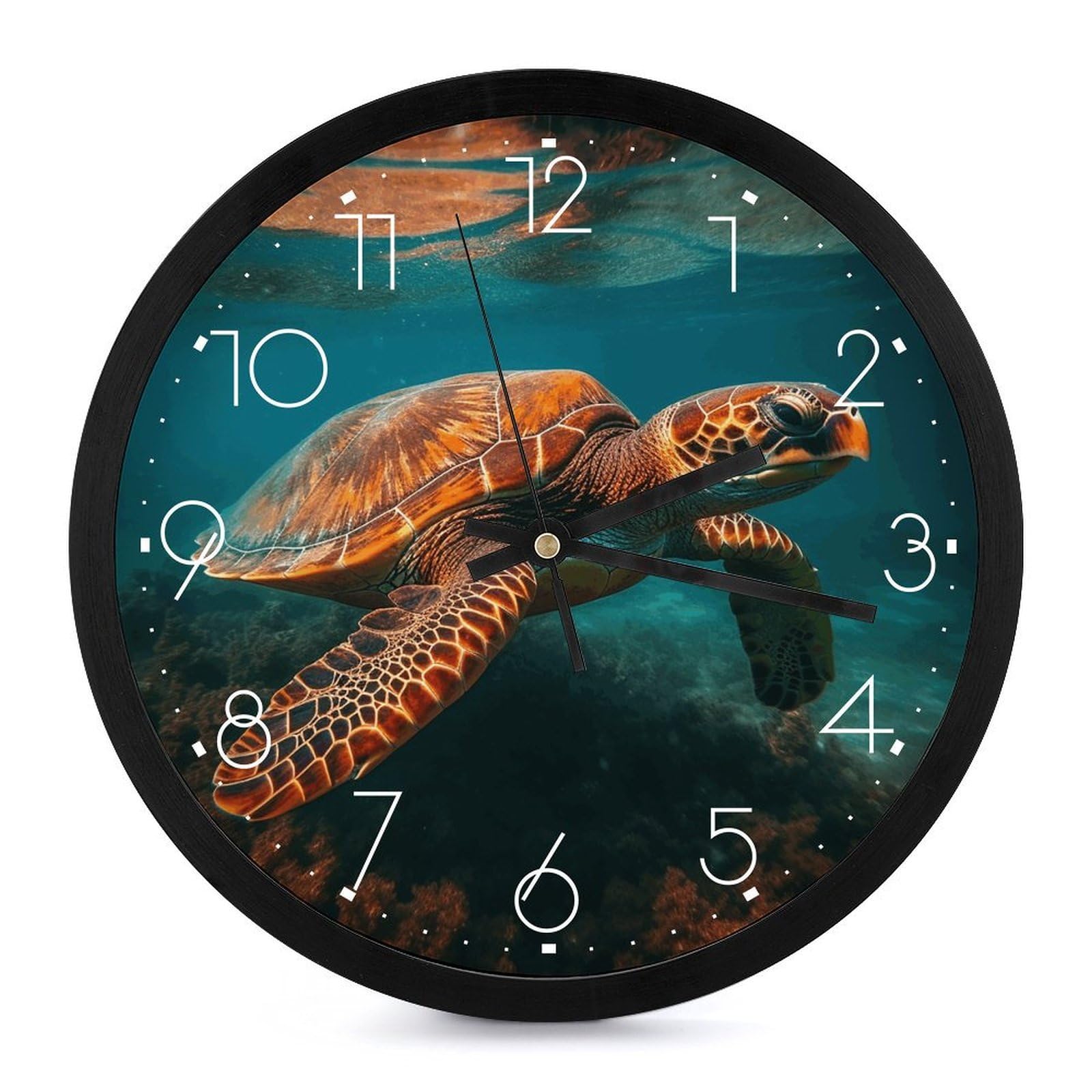 Horloge murale tortue de mer silencieuse et grande pour salon