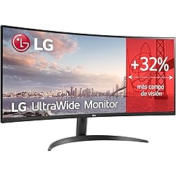 LG 34WR50QC-B - Monitor UltraWide Curvo, 34", QHD: 3440,1440px, 21:9, ADM FreeSync Premium, Multiposición, Negro