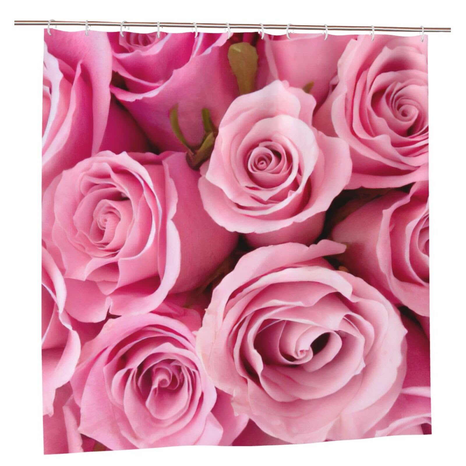 Rideau de douche polyester imprimé rose pour rituel bien-être