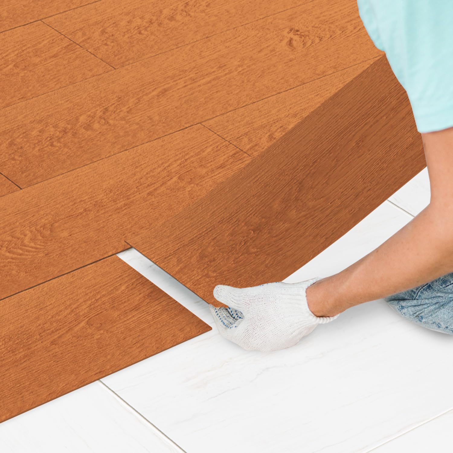 Pavimenti in PVC autoadesivi per pavimenti in vinile, ca. 10 m²/70 piastrelle, in vinile, antiscivolo, impermeabile, autoadesiva, pavimenti in laminato per soggiorno, cucina, rovere caldo