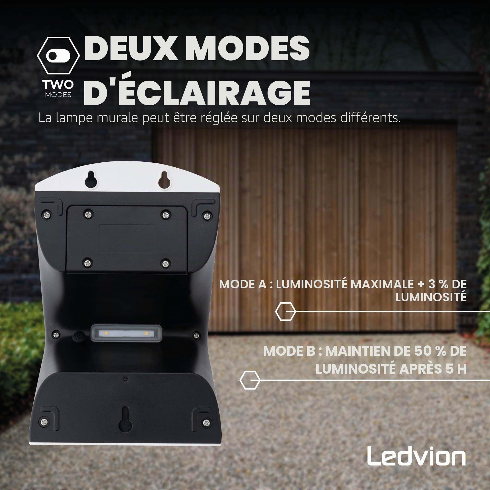 Ledvion - Applique LED Solaire Moderne, 4W, 3000K, IP65, Blanche, 220 Lumens, avec Détecteur de Mouvement, Énergie Solaire, Économe en Énergie & Résistante aux Intempéries