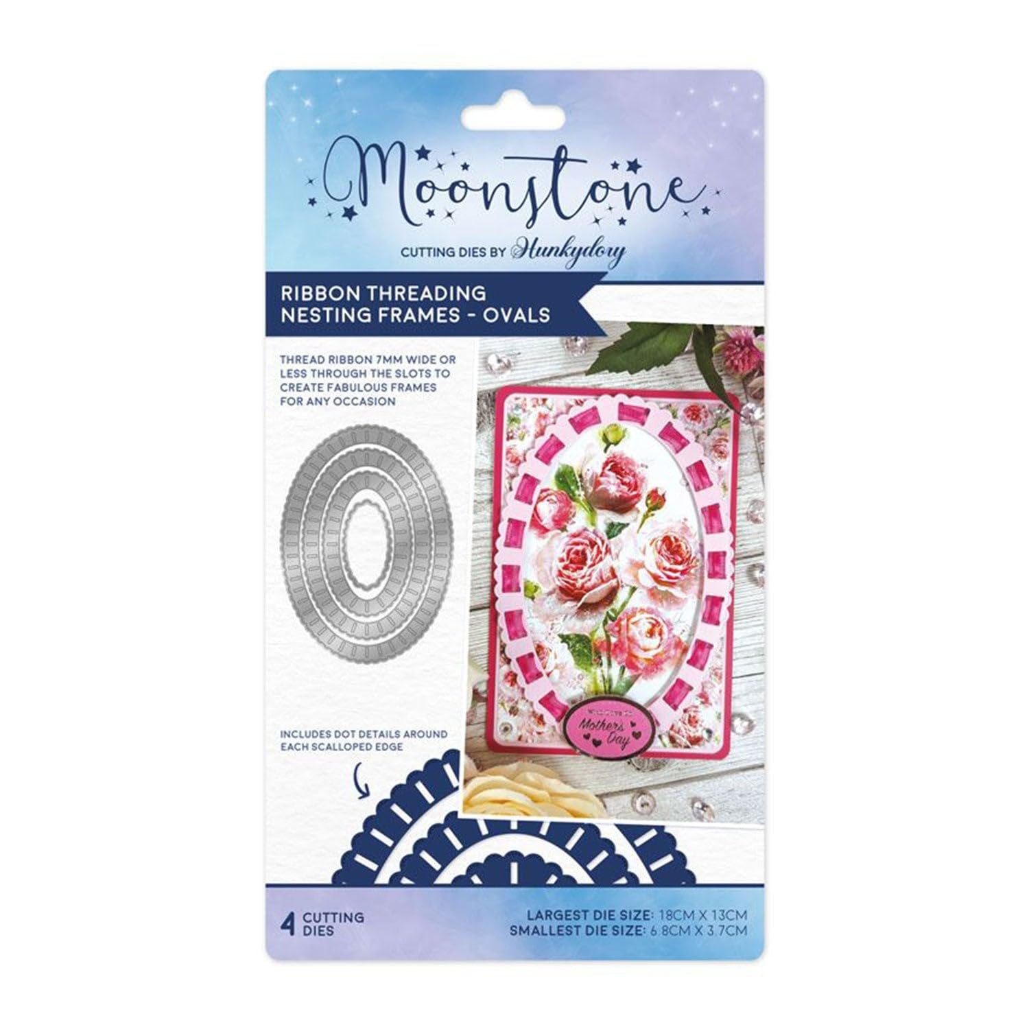 Hunkydory Moonstone - Ribbon Threading Nesting Frames - Ovals Die Set - MSTONE860