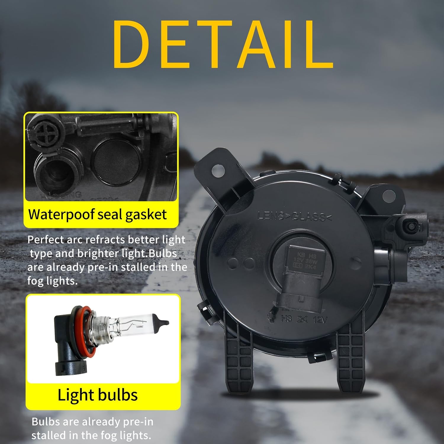 Fog Lights Compatible with BMW 2 3 4 Series F22 F23 228i 230i F30 F31 F34 320i 328i 328d 330i 330e 335i 340i F32 F33 F36 428i 435i ActiveHybrid 3 2012-2019 Clear glass 2Pcs