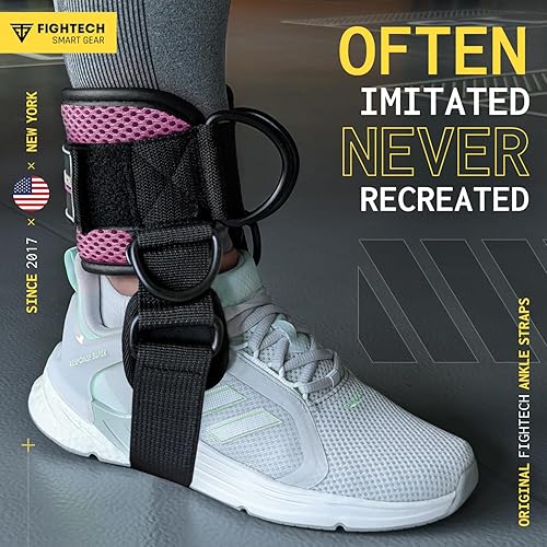 Miniatura 6 de FIGHTECH Correas de tobillo para máquina de cable para gimnasio - Correas de tobillo de cable - Puños acolchados para tobillos para patadas de