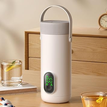 Dpofirs Portable Electric Kettle, 350ML Tea Coffee Hot Water Boiler, 27000mAh USB Rechargeable, Fast Boiling, Temperature Controls, for Camping Travel (US Plug)