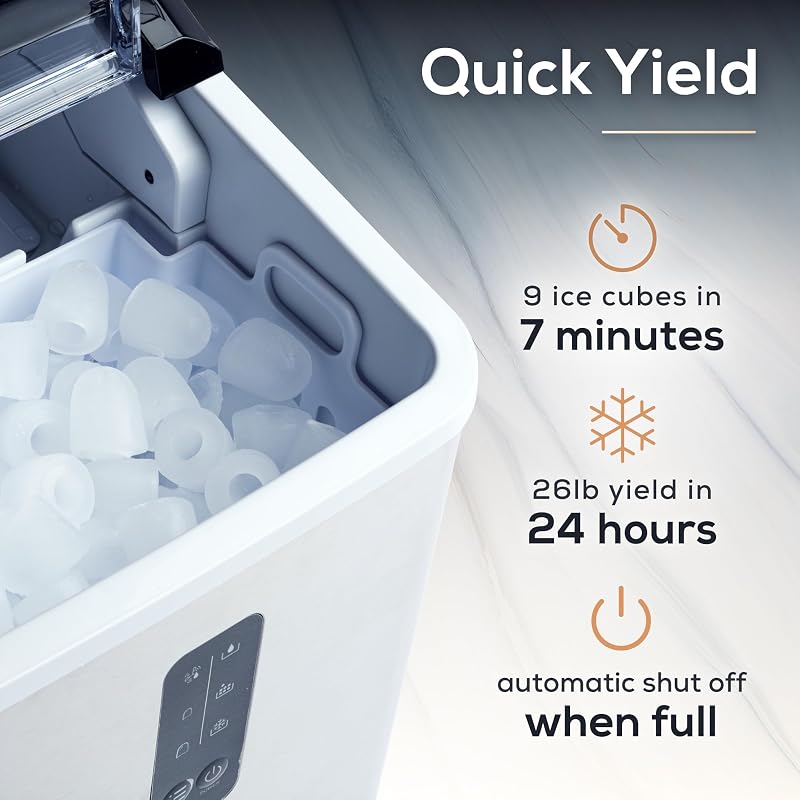 Igloo Portable Ice Maker with Scoop - Ice Maker with LED Control Panel & 1.5 Quart Water Tank - Stainless Ice Cube Maker Produces 26 Lbs. of Ice in 24 Hours with 9 Large or Small Cubes in 7 Minutes image 3
