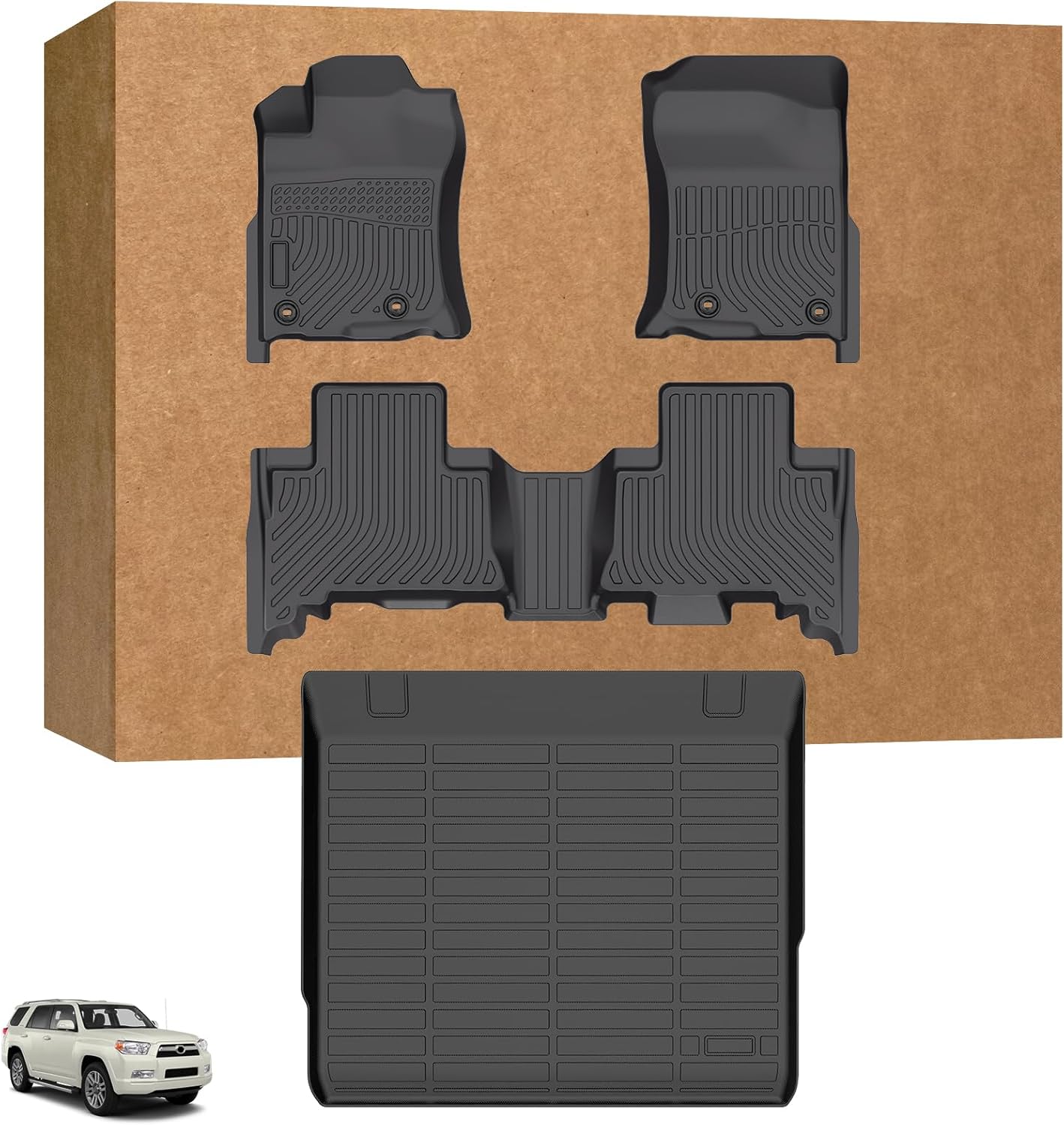 Floor Mats for Toyota 4Runner 2013-2024 & for Lexus GX460 2014-2023, ONLY for 5 Seat, Custom Fit 4Runner Floor Mats, TPE Non-Slip Waterproof Front & 2nd Row & Cargo Liner Floor Liners Set