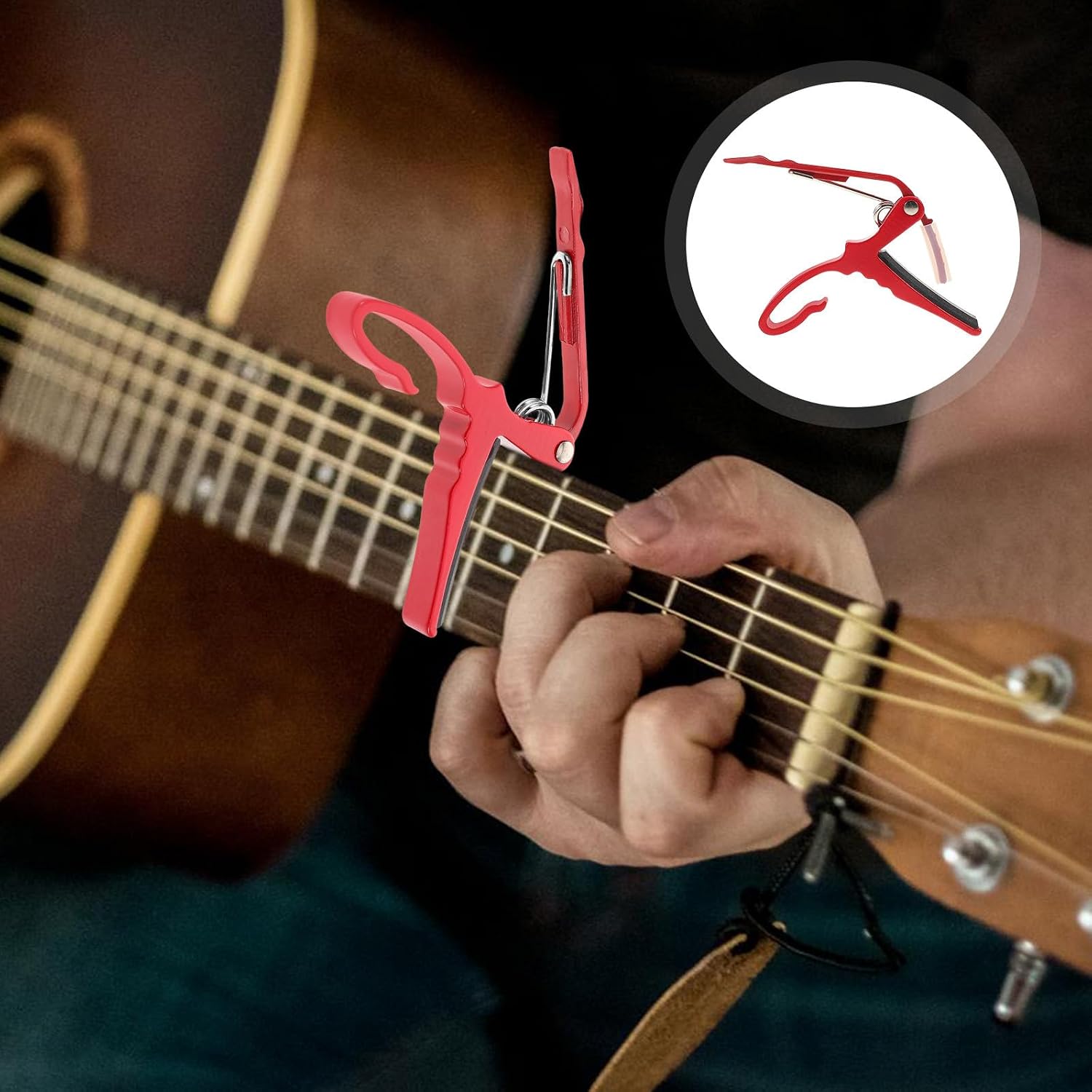 Red Aluminum Alloy Guitar Capo Quick Release for String Instruments