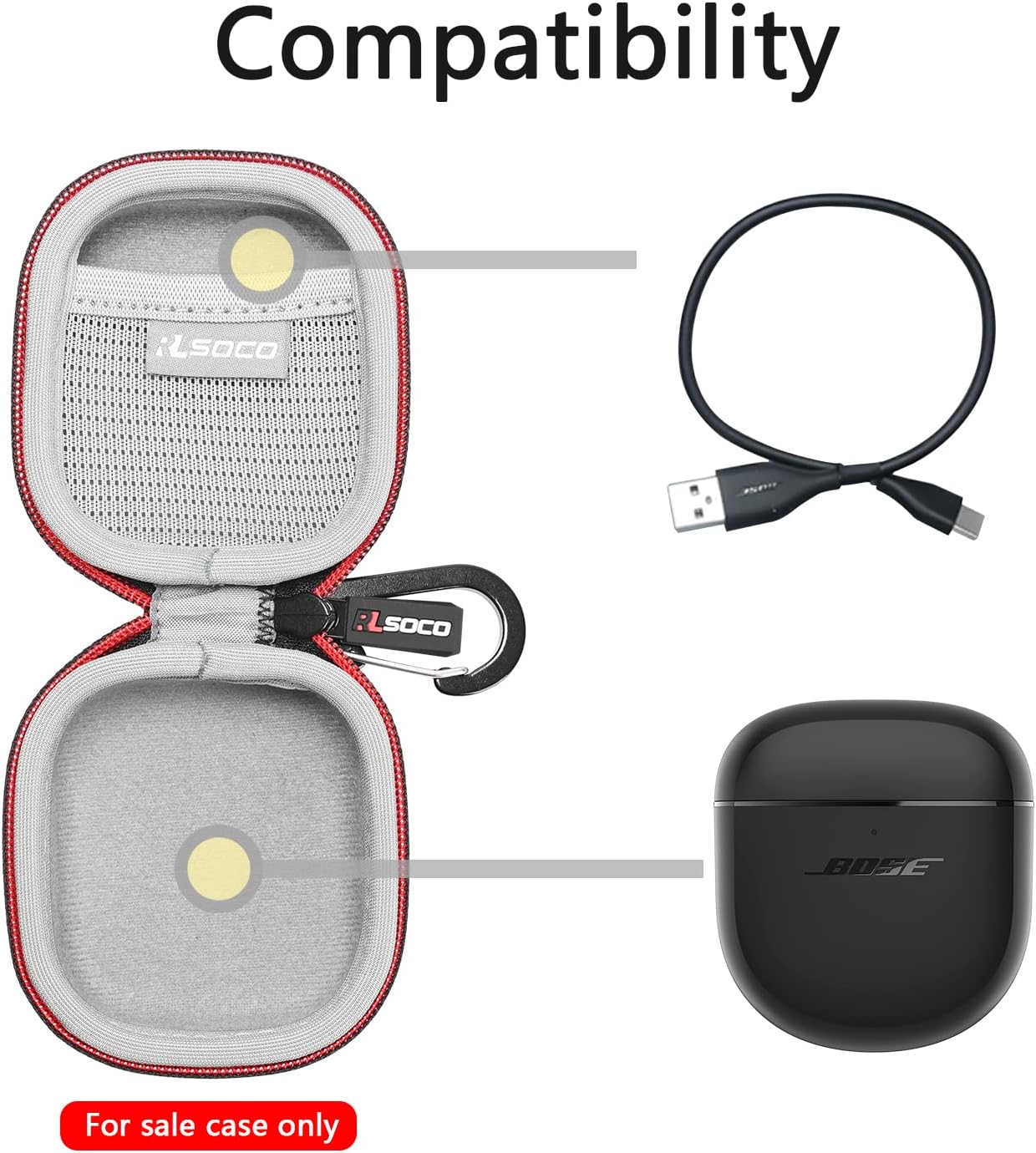 RLSOCO Hard Case for Bose QuietComfort Earbuds II/Earbuds 2 in-Ear Headphones (Black)