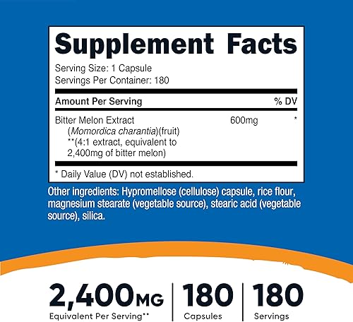 Miniatura 2 de Nutricost Melón Amargo 0.02 oz, 180Cápsulas, 1
