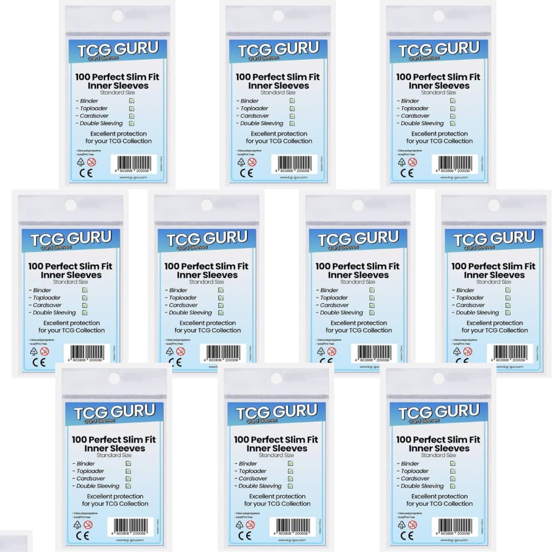 10 x 100 TCG Guru Perfect Fit Inner Deck Sleeves, 10 x 100 Soft Sleeves Size: 64 x 89 mm + Heartforcards® Shipping Protection