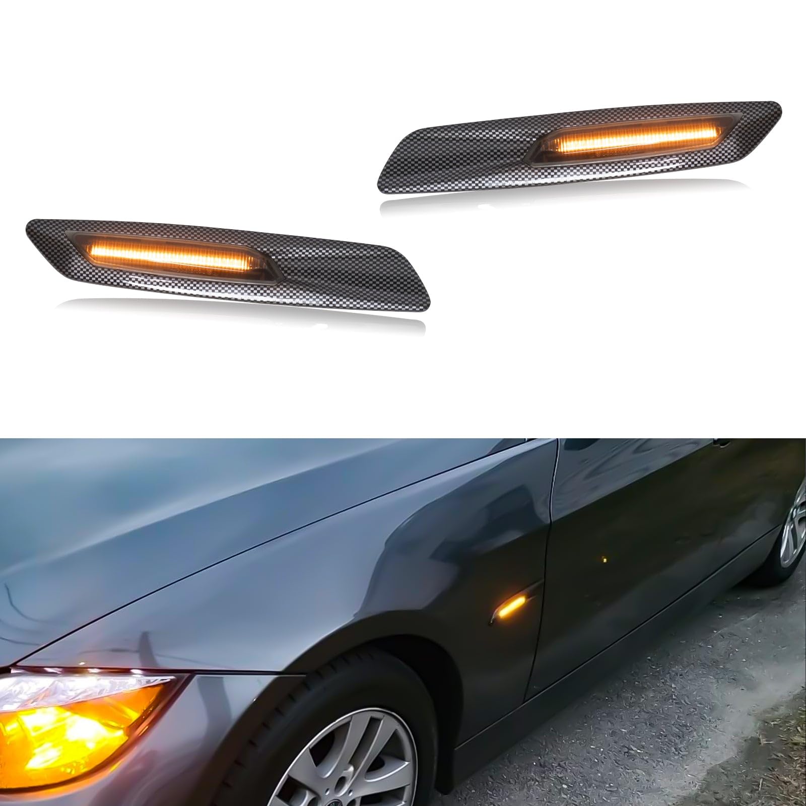 Smoke/Tinted Car &amp; Truck Turn Signal Light Assemblies 2pcs/lot LED Smoke Fender Lamp Side Marker Turn Signal Light For BMW M E82 E88 E Side Marker Lights For BMW 330Ci