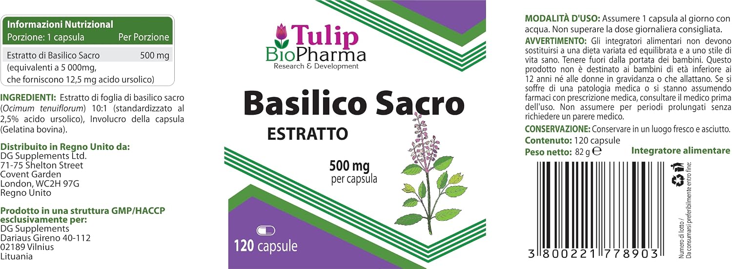 Tulsi Holy Basil 5000mg Equivalent (500mg of 10:1 Extract) 120 Capsules, 3rd Party Lab Tested, High Strength - Image 4